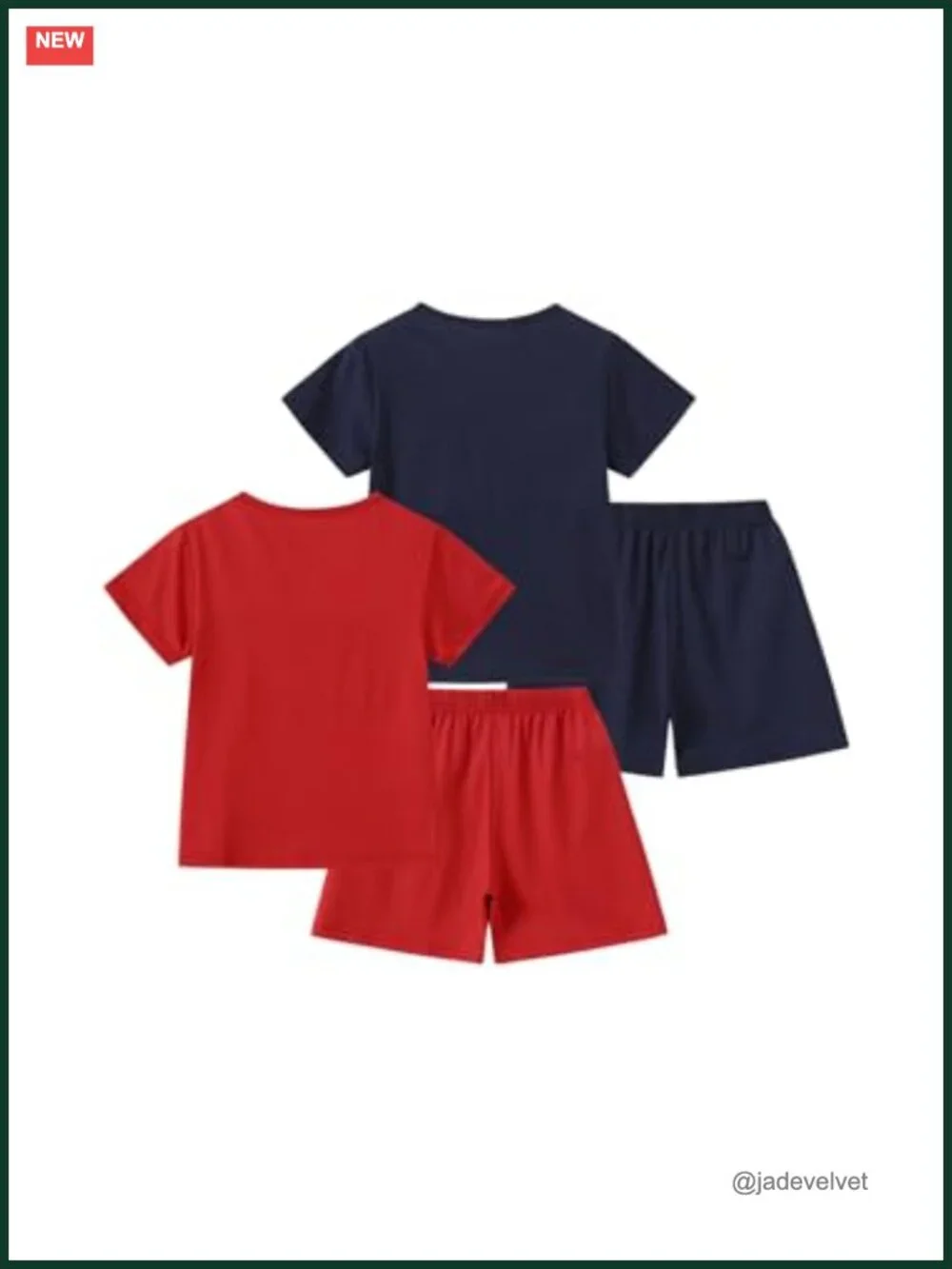 4 Piece Boys Outfits Crew Neck Short Sleeve Shirts and Elastic Waist Shorts